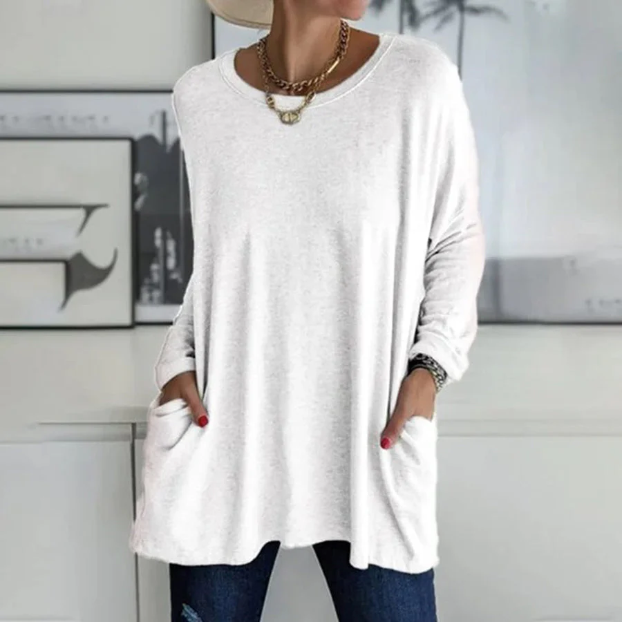 Ladies Tunic - Loose Fit - Round Neck - Long Sleeves - With Side Pockets - Image 6