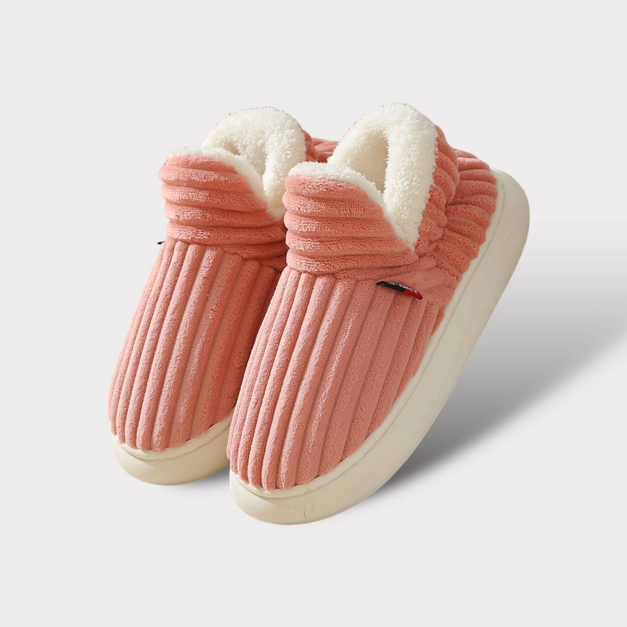 Women's Slippers - Ribbed Fabric with Warm Lining - Non-Slip Sole - Closed Heel - Image 10