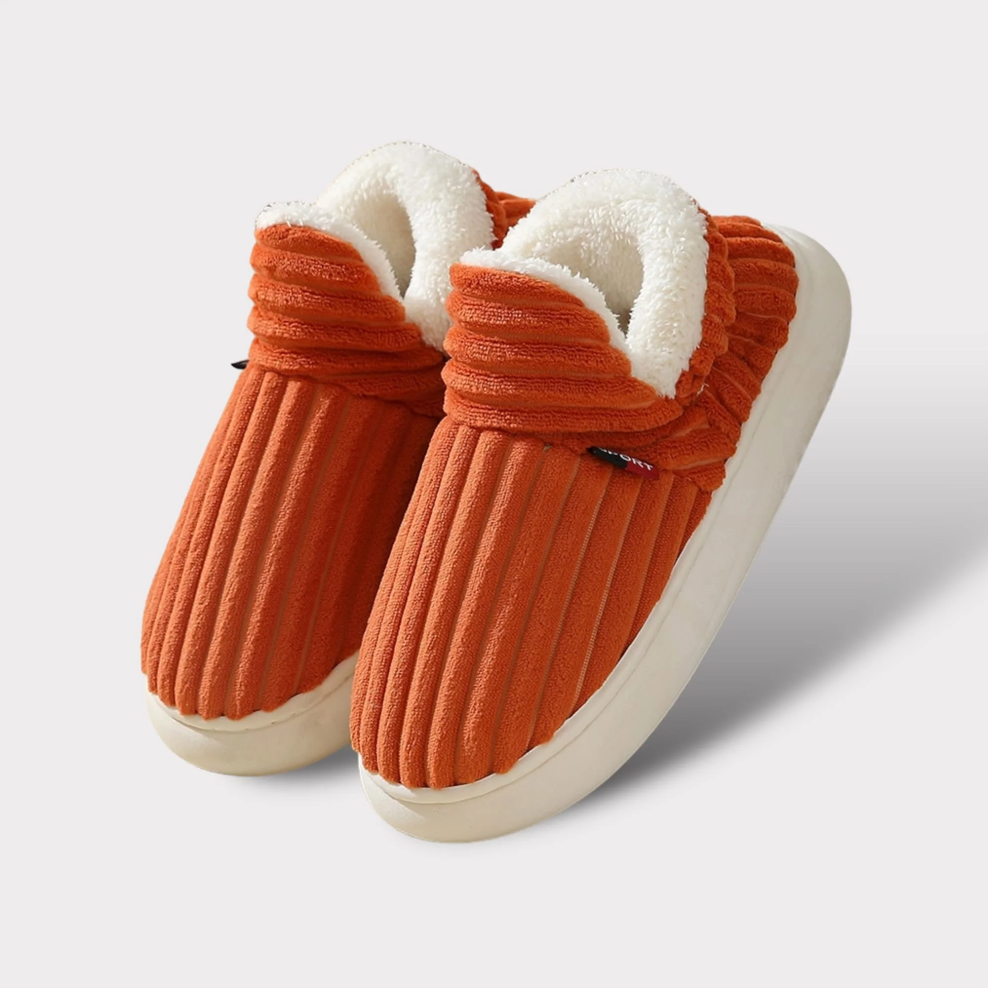 Women's Slippers - Ribbed Fabric with Warm Lining - Non-Slip Sole - Closed Heel - Image 11