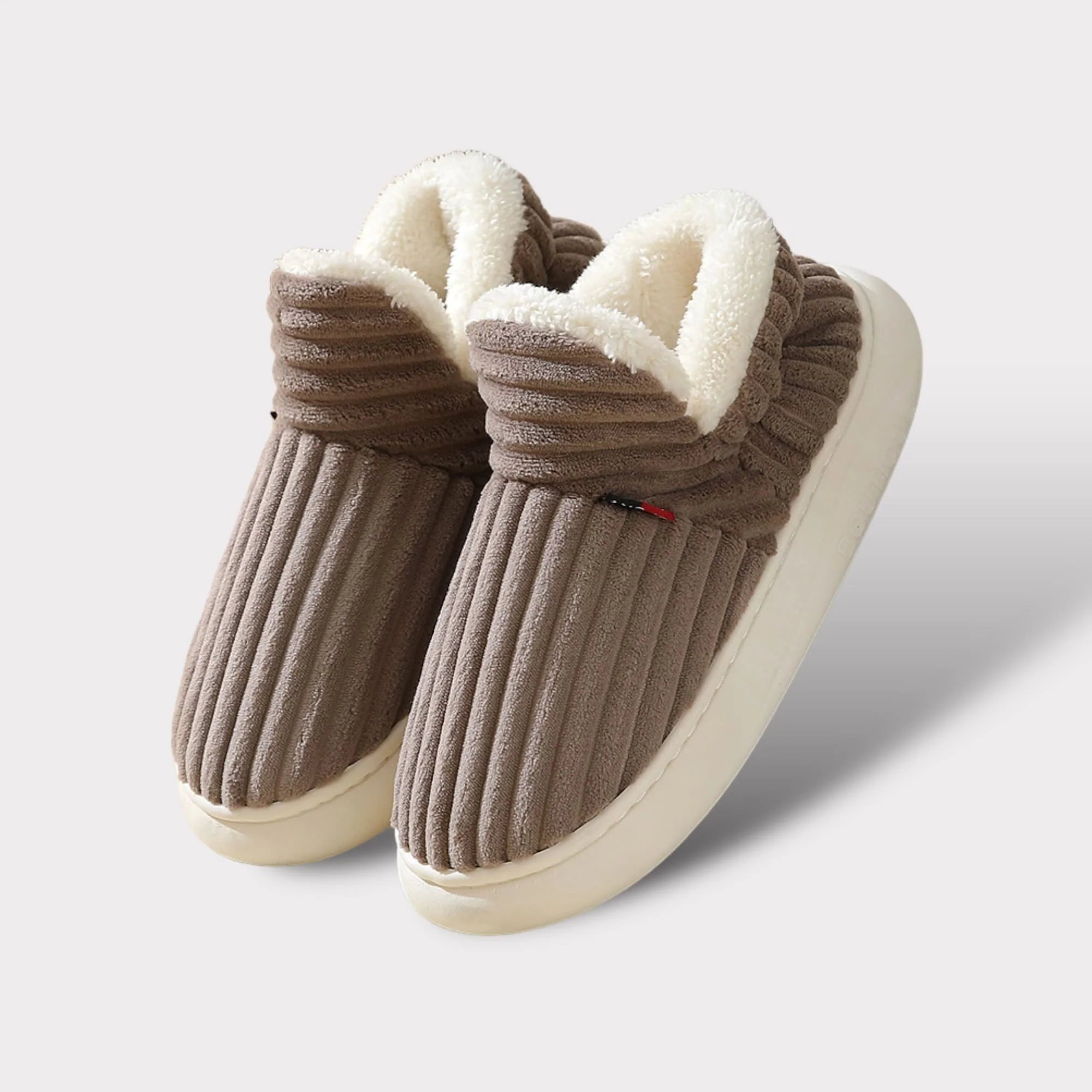 Women's Slippers - Ribbed Fabric with Warm Lining - Non-Slip Sole - Closed Heel - Image 7