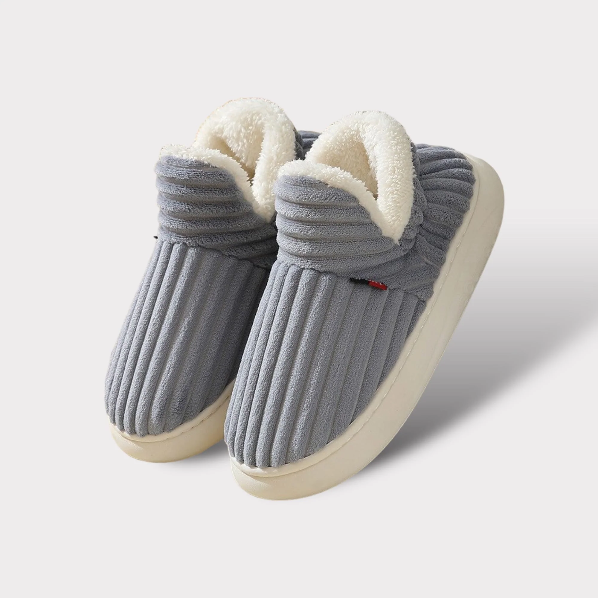 Women's Slippers - Ribbed Fabric with Warm Lining - Non-Slip Sole - Closed Heel - Image 8