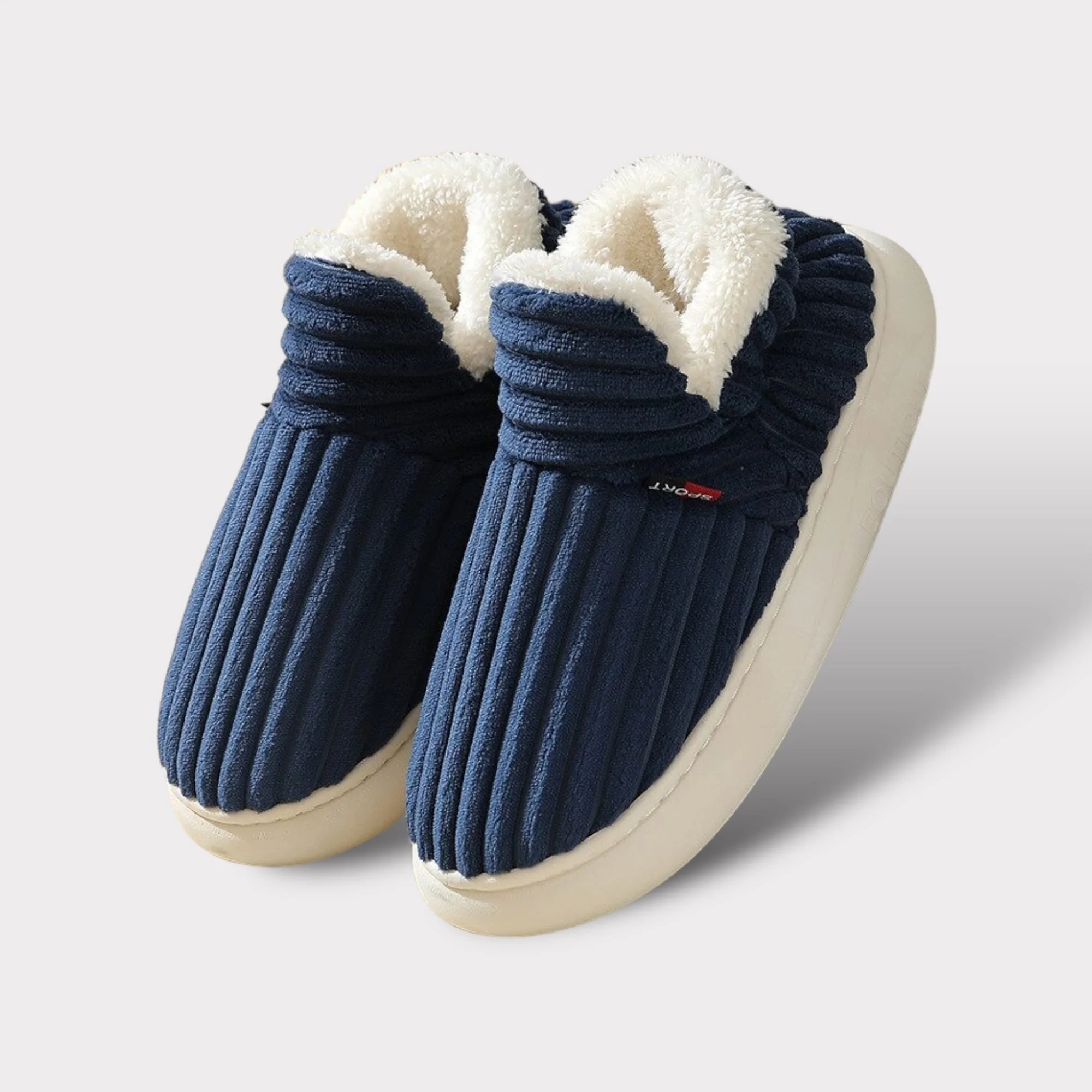 Women's Slippers - Ribbed Fabric with Warm Lining - Non-Slip Sole - Closed Heel - Image 9