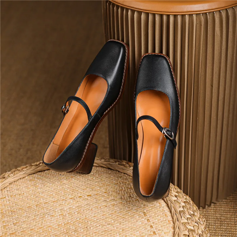 Sofia Regular Fit Mary Jane Shoes | Buckle Strap Square Toe Shoes - Image 10