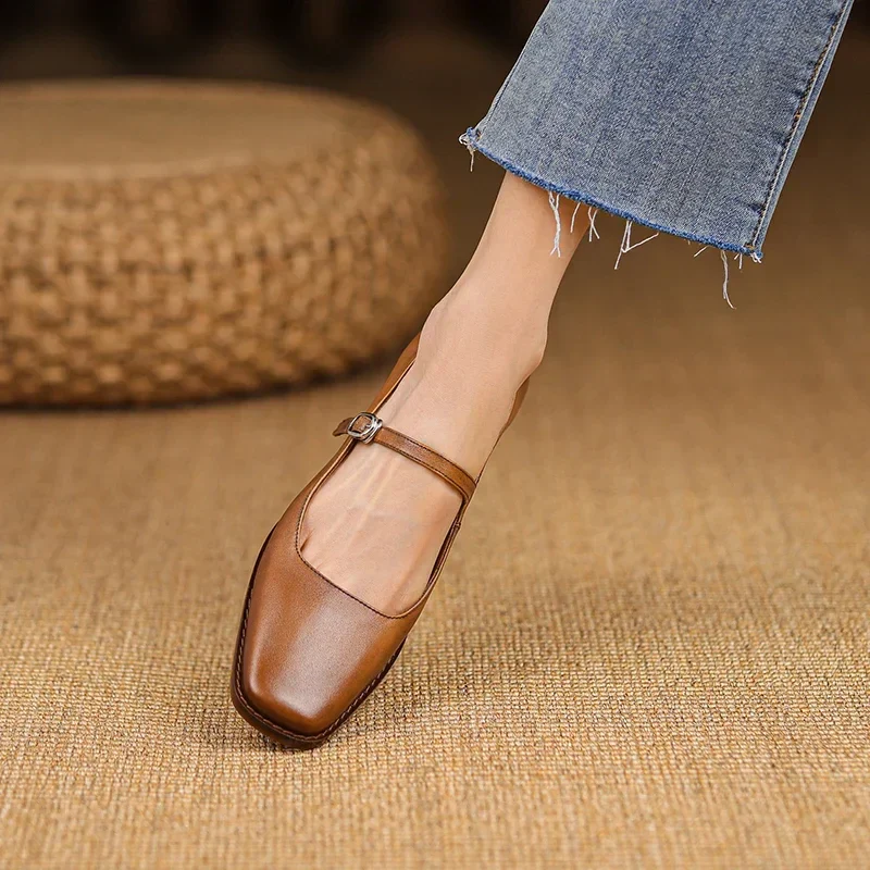 Sofia Regular Fit Mary Jane Shoes | Buckle Strap Square Toe Shoes - Image 2
