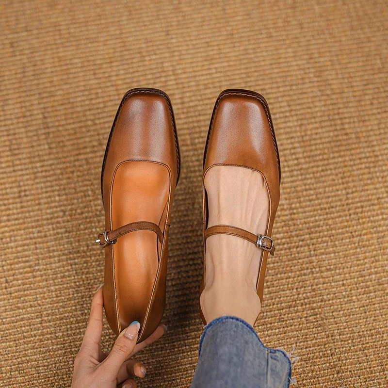 Sofia Regular Fit Mary Jane Shoes | Buckle Strap Square Toe Shoes - Image 3