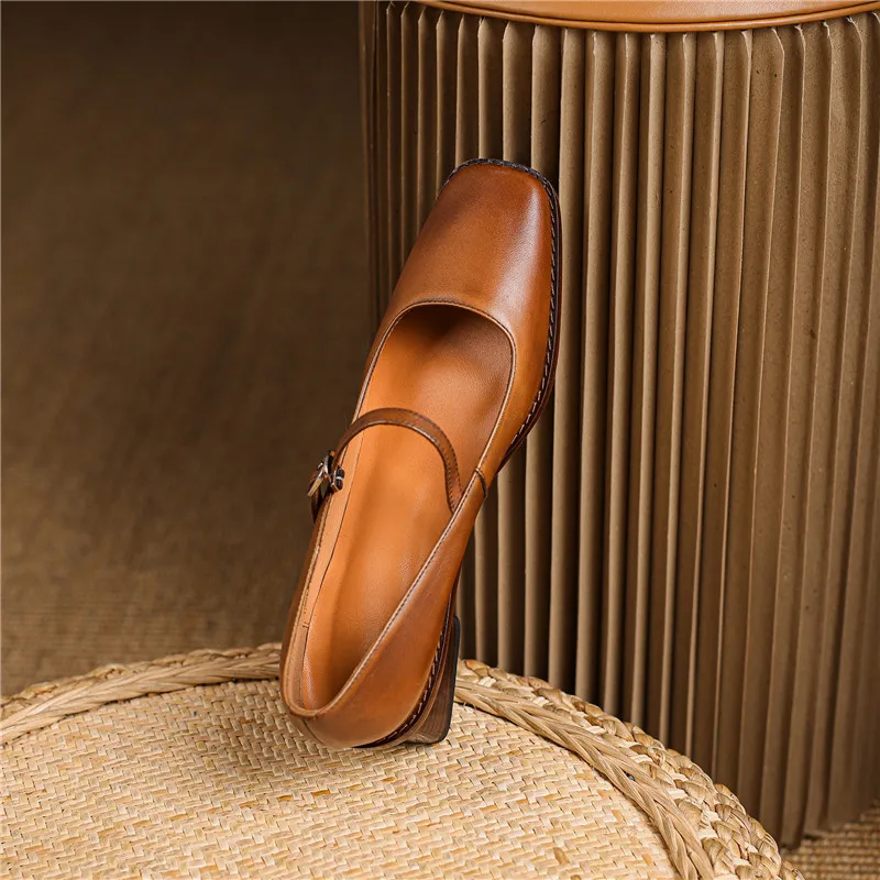 Sofia Regular Fit Mary Jane Shoes | Buckle Strap Square Toe Shoes - Image 4