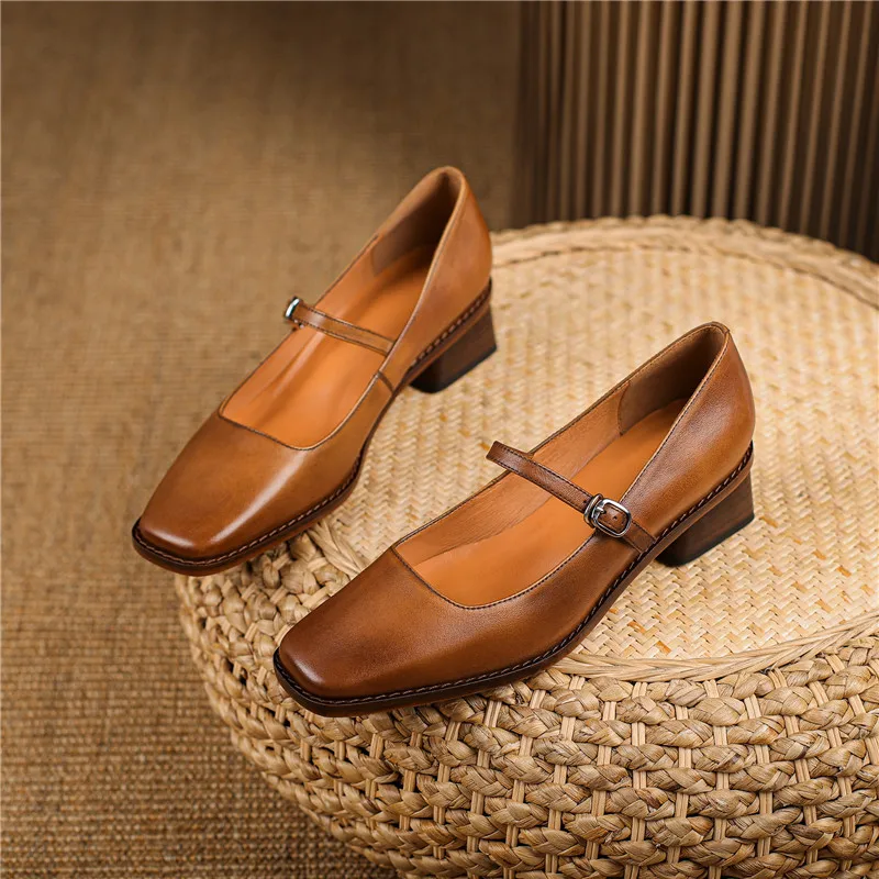 Sofia Regular Fit Mary Jane Shoes | Buckle Strap Square Toe Shoes - Image 6