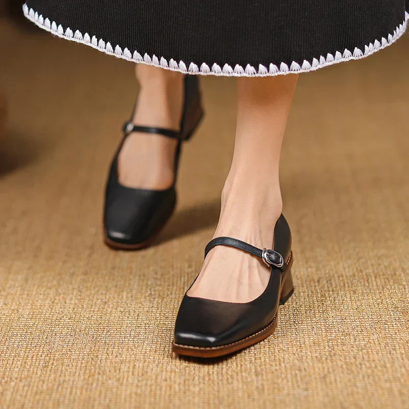 Sofia Regular Fit Mary Jane Shoes | Buckle Strap Square Toe Shoes - Image 7