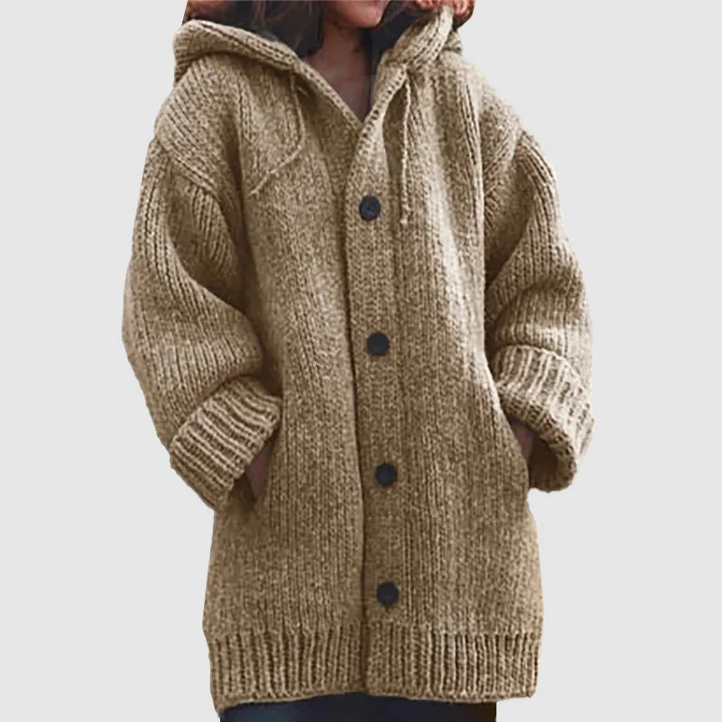 Sofia Oversized Hooded Cardigan | Button Front Pockets Cardigan - Image 3