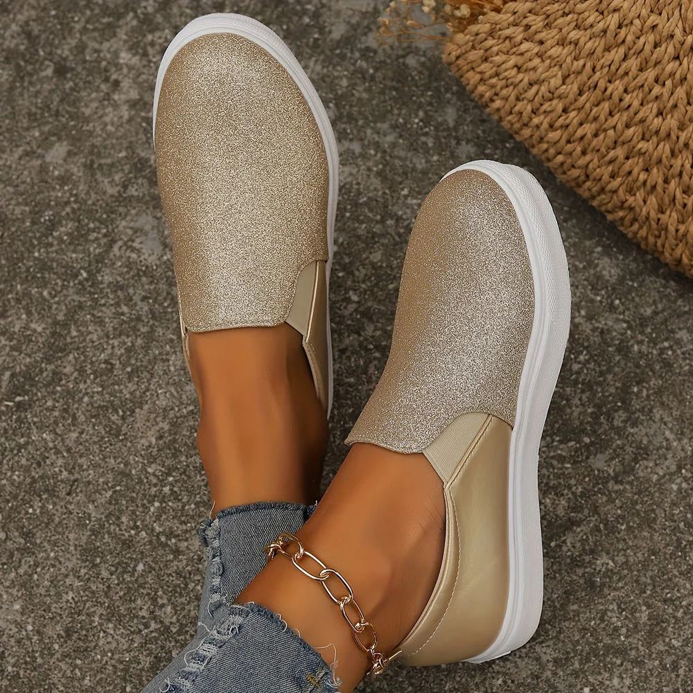 Women's Slip-On Sneakers – Glossy Design – Elastic Insert – Comfortable Fit - Image 5