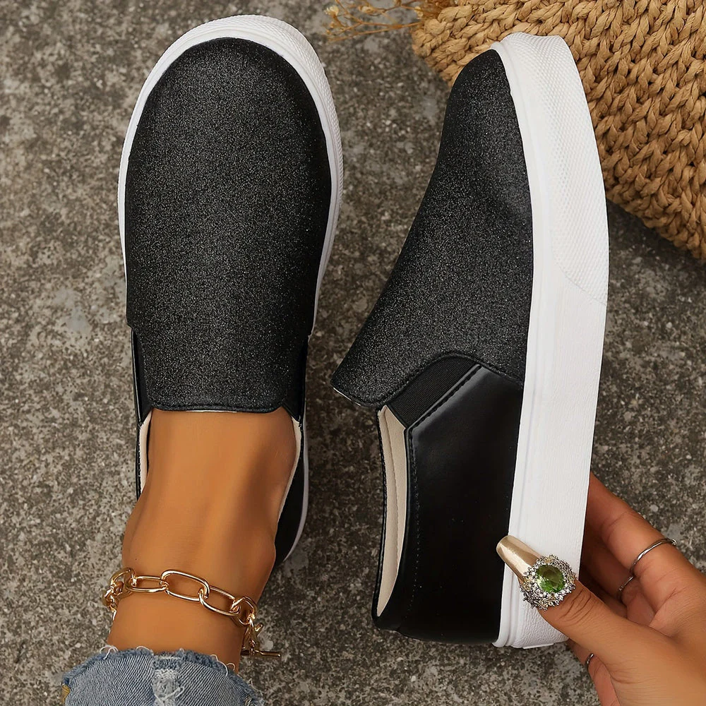 Women's Slip-On Sneakers – Glossy Design – Elastic Insert – Comfortable Fit - Image 6