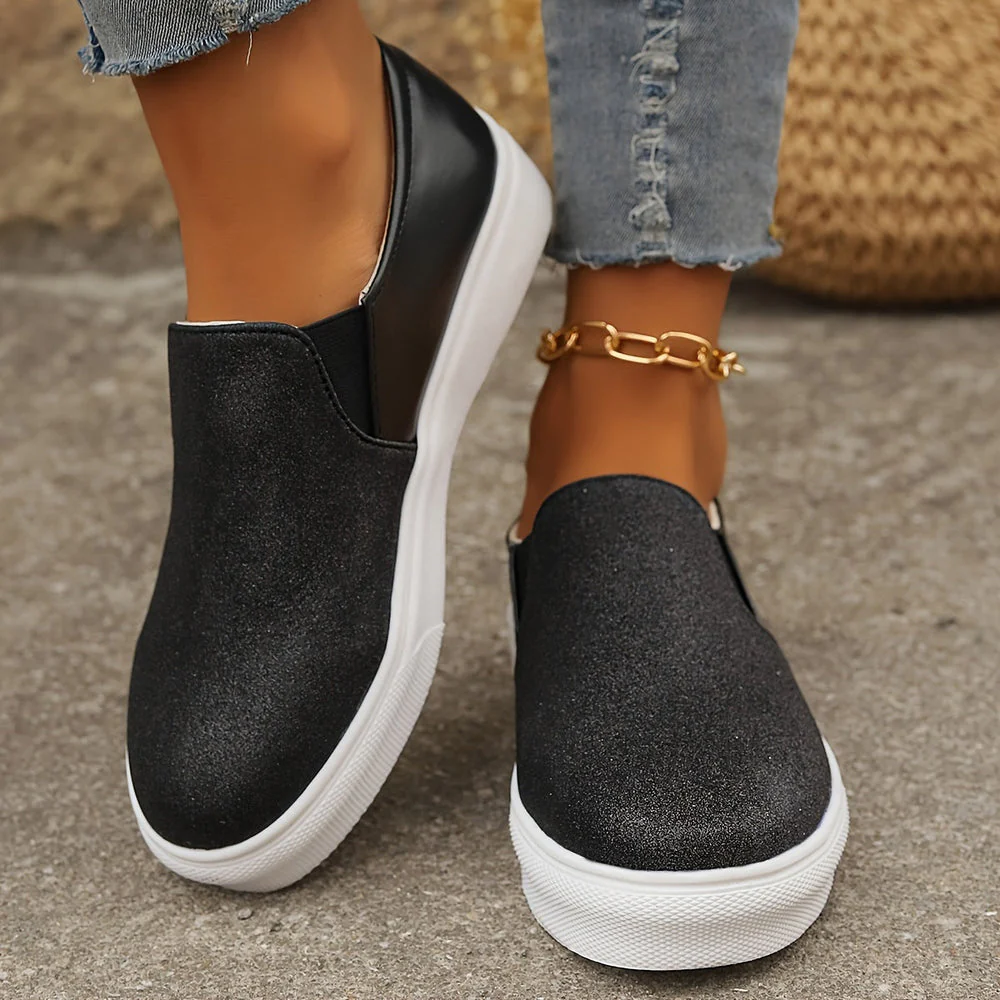 Women's Slip-On Sneakers – Glossy Design – Elastic Insert – Comfortable Fit - Image 7