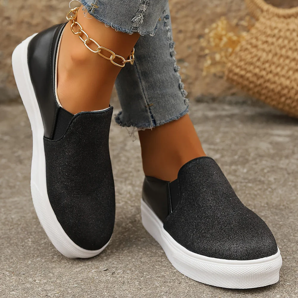 Women's Slip-On Sneakers – Glossy Design – Elastic Insert – Comfortable Fit - Image 8