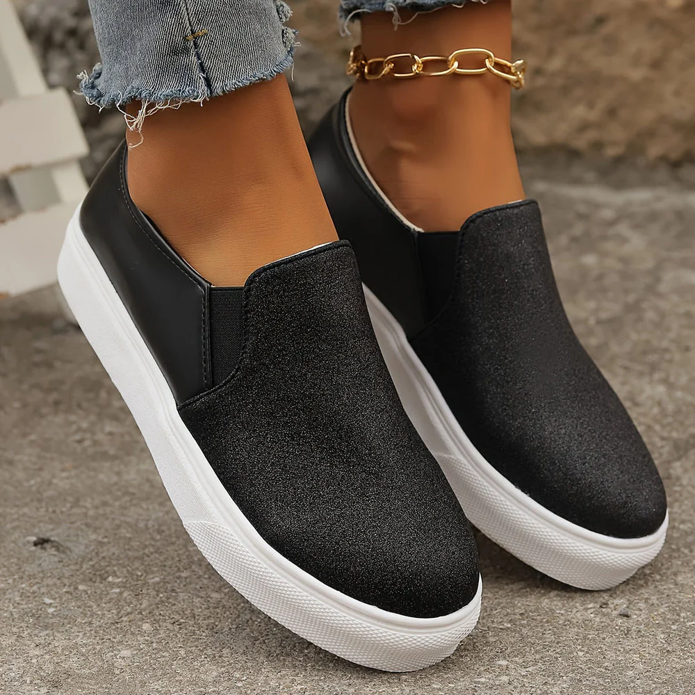Women's Slip-On Sneakers – Glossy Design – Elastic Insert – Comfortable Fit - Image 9