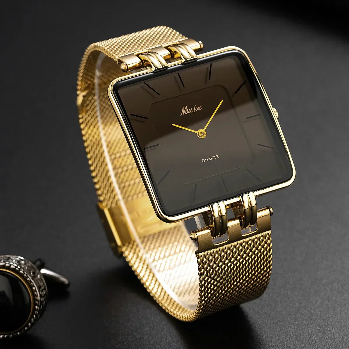 Sophia Mesh Square Face Wristwatch | Markers Wristwatch - Image 3