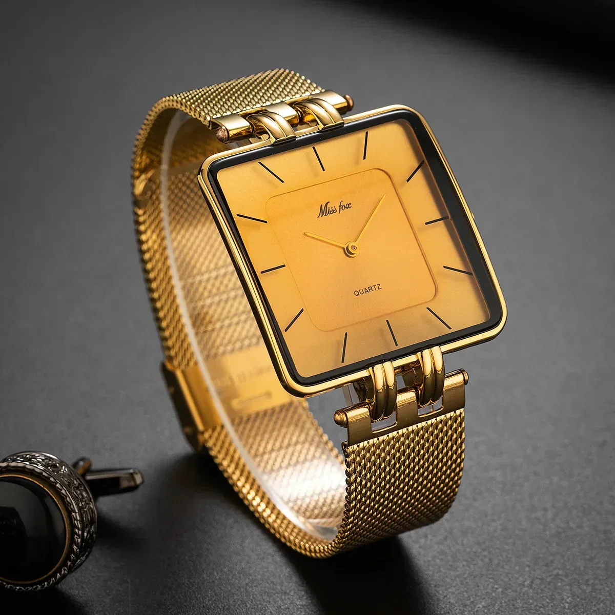 Sophia Mesh Square Face Wristwatch | Markers Wristwatch - Image 4