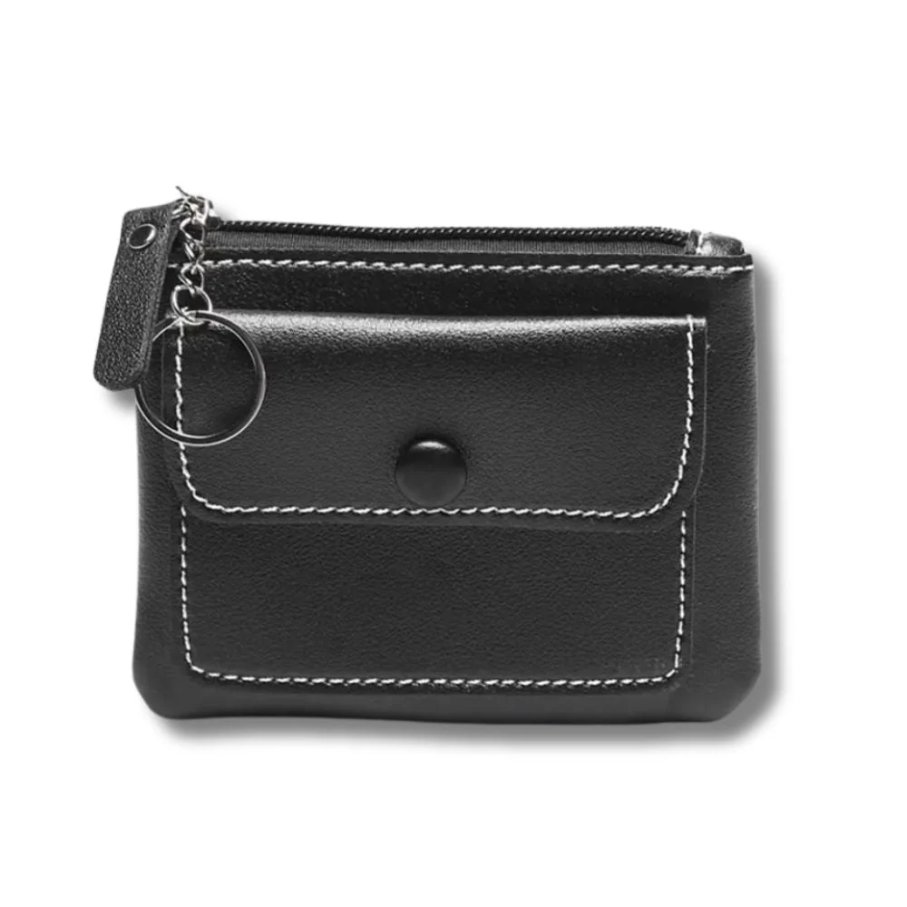 Wallet - Compact Design - PU Leather - Zipper Closure - Key Ring - Image 2