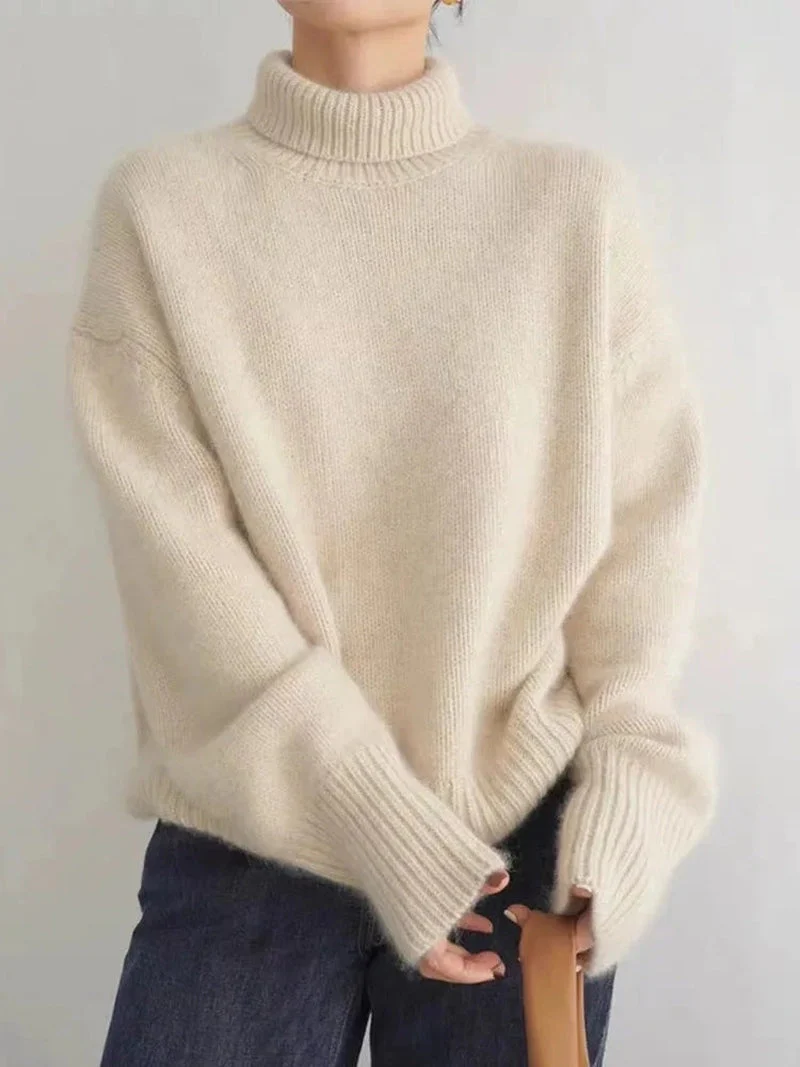 Ladies Turtleneck Sweater - Oversized Fit - Wool Mix - Long Sleeves - Comfortable Casual - Image 2