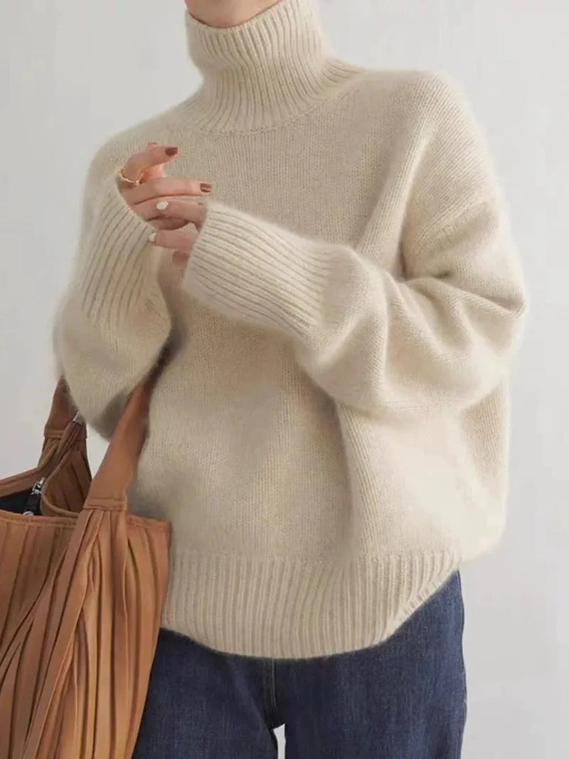 Ladies Turtleneck Sweater - Oversized Fit - Wool Mix - Long Sleeves - Comfortable Casual - Image 5