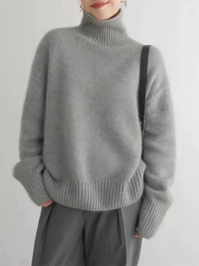 Ladies Turtleneck Sweater - Oversized Fit - Wool Mix - Long Sleeves - Comfortable Casual - Image 6