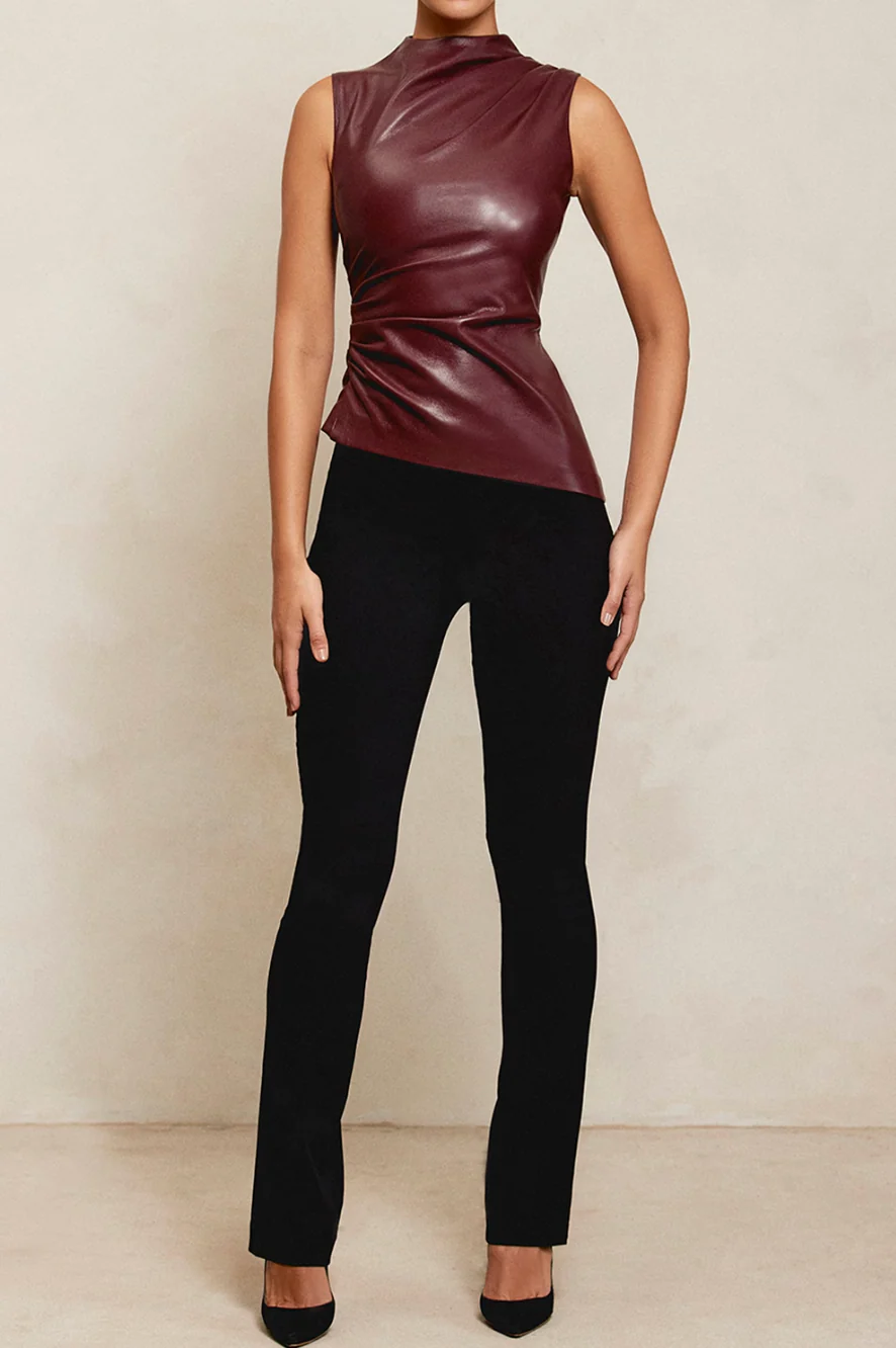 Ladies Leather Top – Sleeveless – High Neck – Slim Fit – Luxury Finish - Image 5