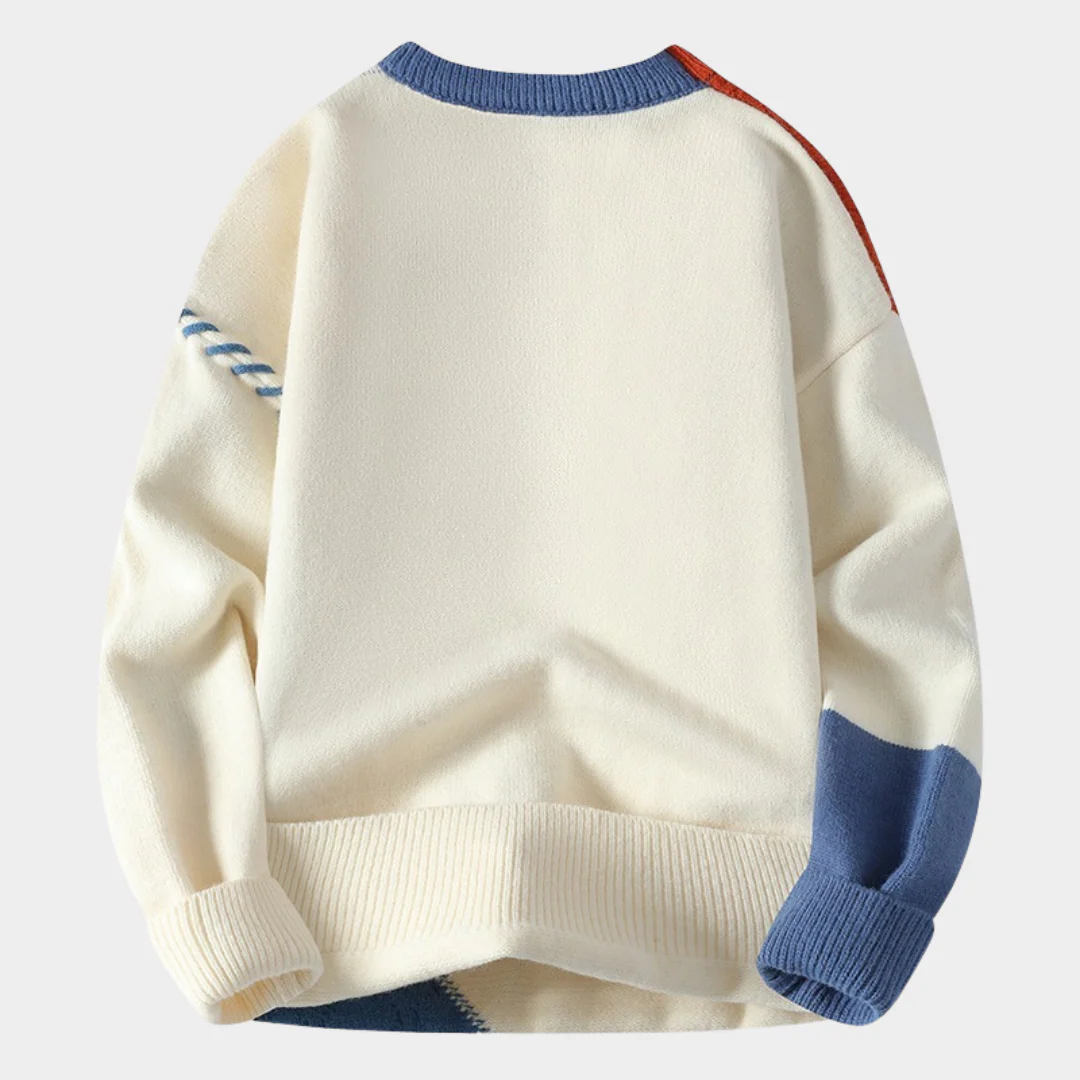 Unisex Sweater – Patchwork Design – Round Neck – Ribbed Edges – Artisanal Details - Image 4