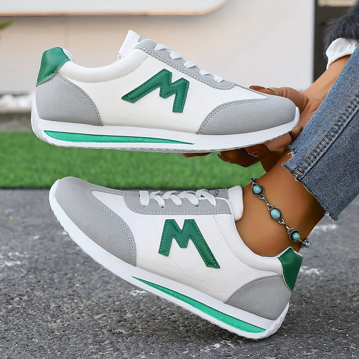 Women's Sneakers - Suede Accents - Comfortable - Anti-Slip Sole - Lace-Up Closure - Image 10