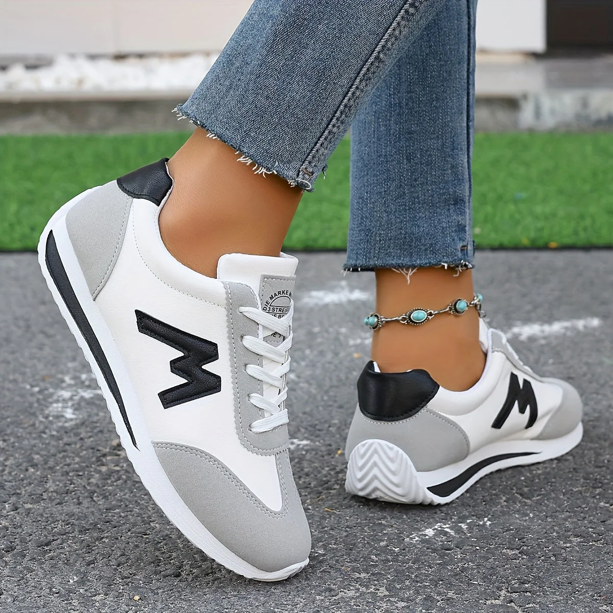 Women's Sneakers - Suede Accents - Comfortable - Anti-Slip Sole - Lace-Up Closure - Image 4