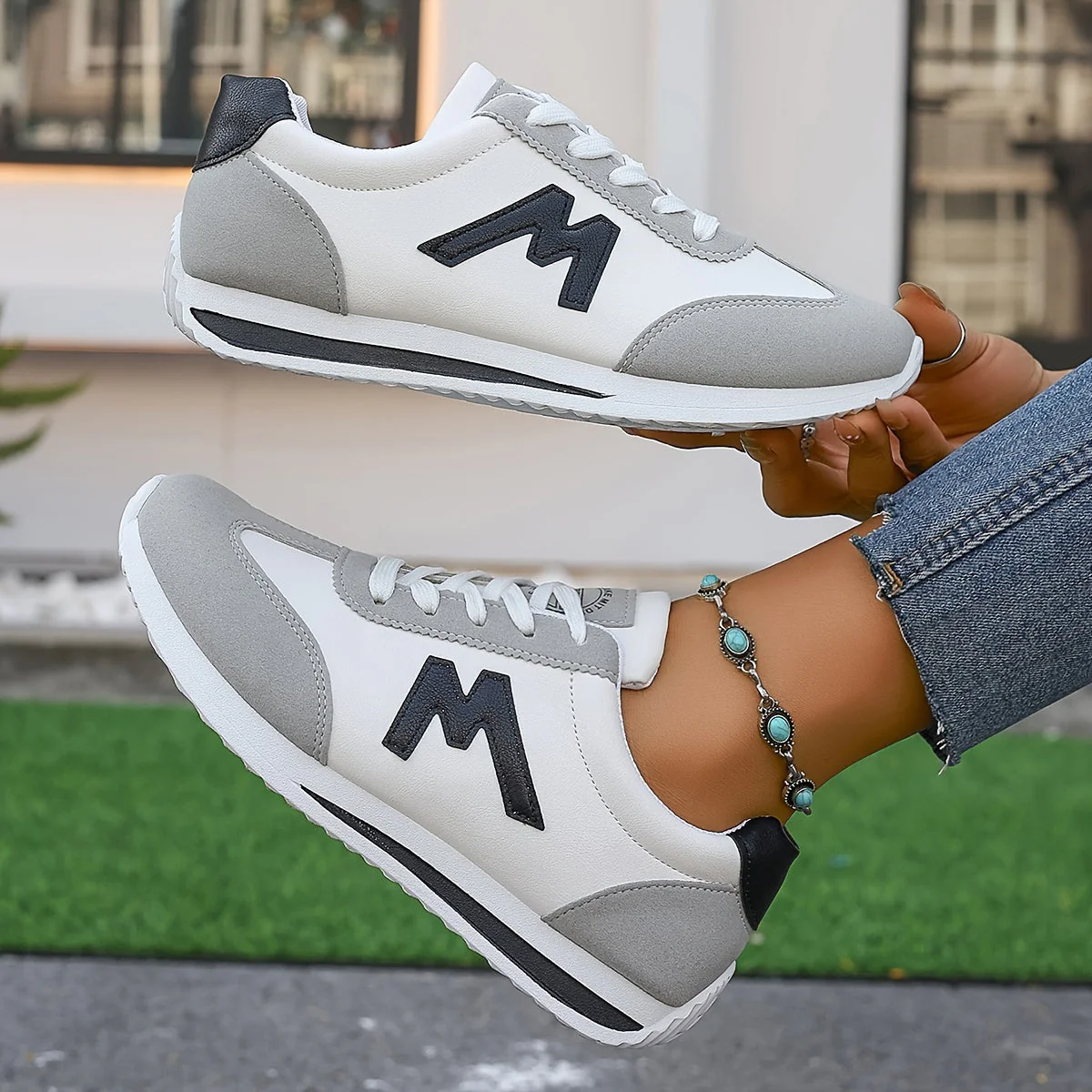 Women's Sneakers - Suede Accents - Comfortable - Anti-Slip Sole - Lace-Up Closure - Image 5