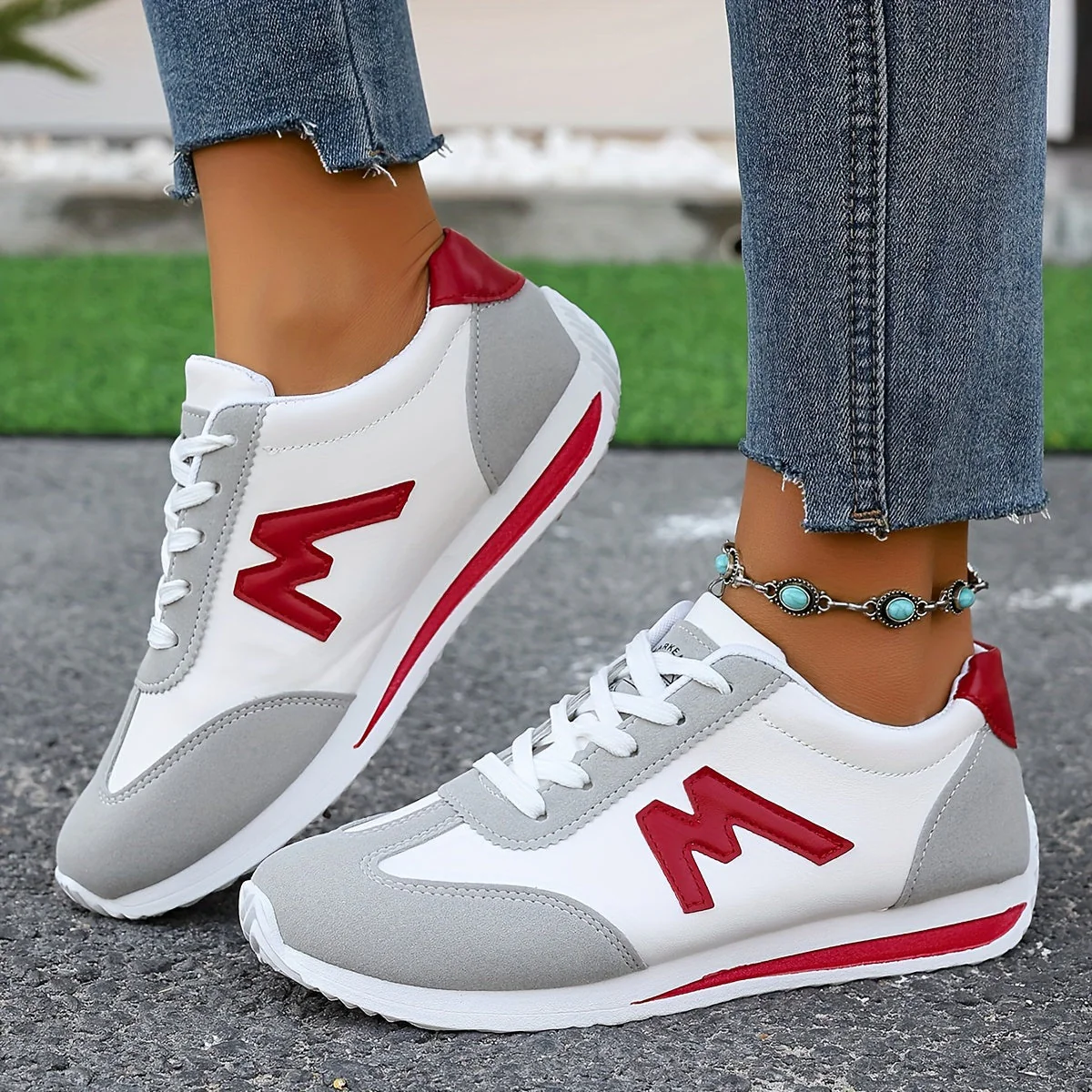 Women's Sneakers - Suede Accents - Comfortable - Anti-Slip Sole - Lace-Up Closure - Image 7