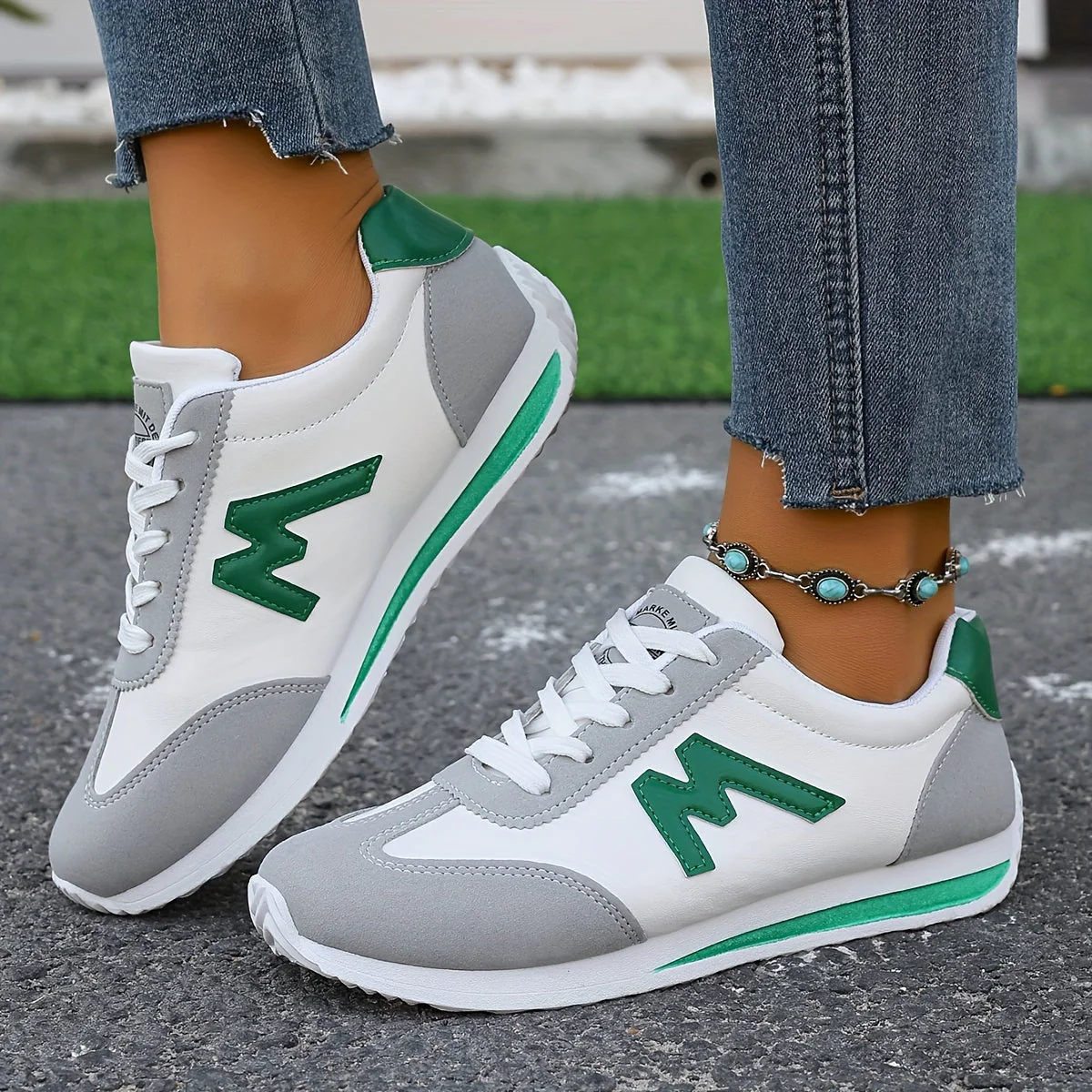 Women's Sneakers - Suede Accents - Comfortable - Anti-Slip Sole - Lace-Up Closure - Image 9