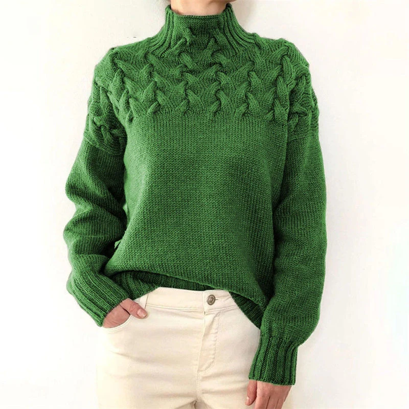 Women's Sweater – High Neck – Cable Knit – Fine Knit – Comfortable Fit - Image 5