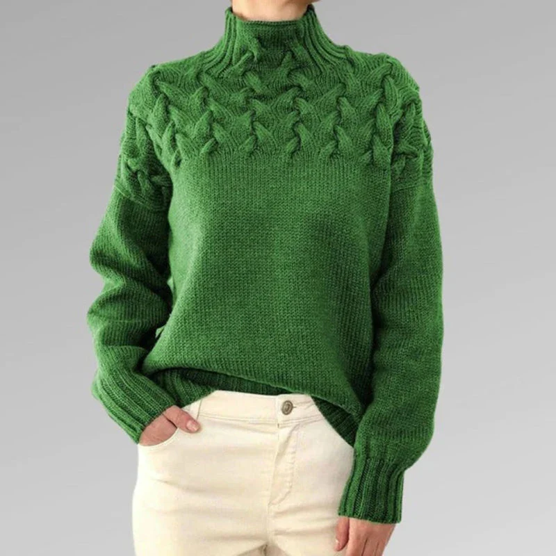 Women's Sweater – High Neck – Cable Knit – Fine Knit – Comfortable Fit - Image 6