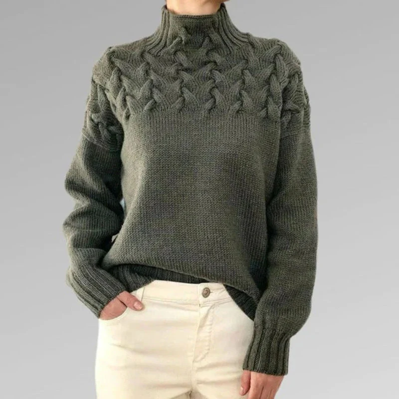 Women's Sweater – High Neck – Cable Knit – Fine Knit – Comfortable Fit - Image 8