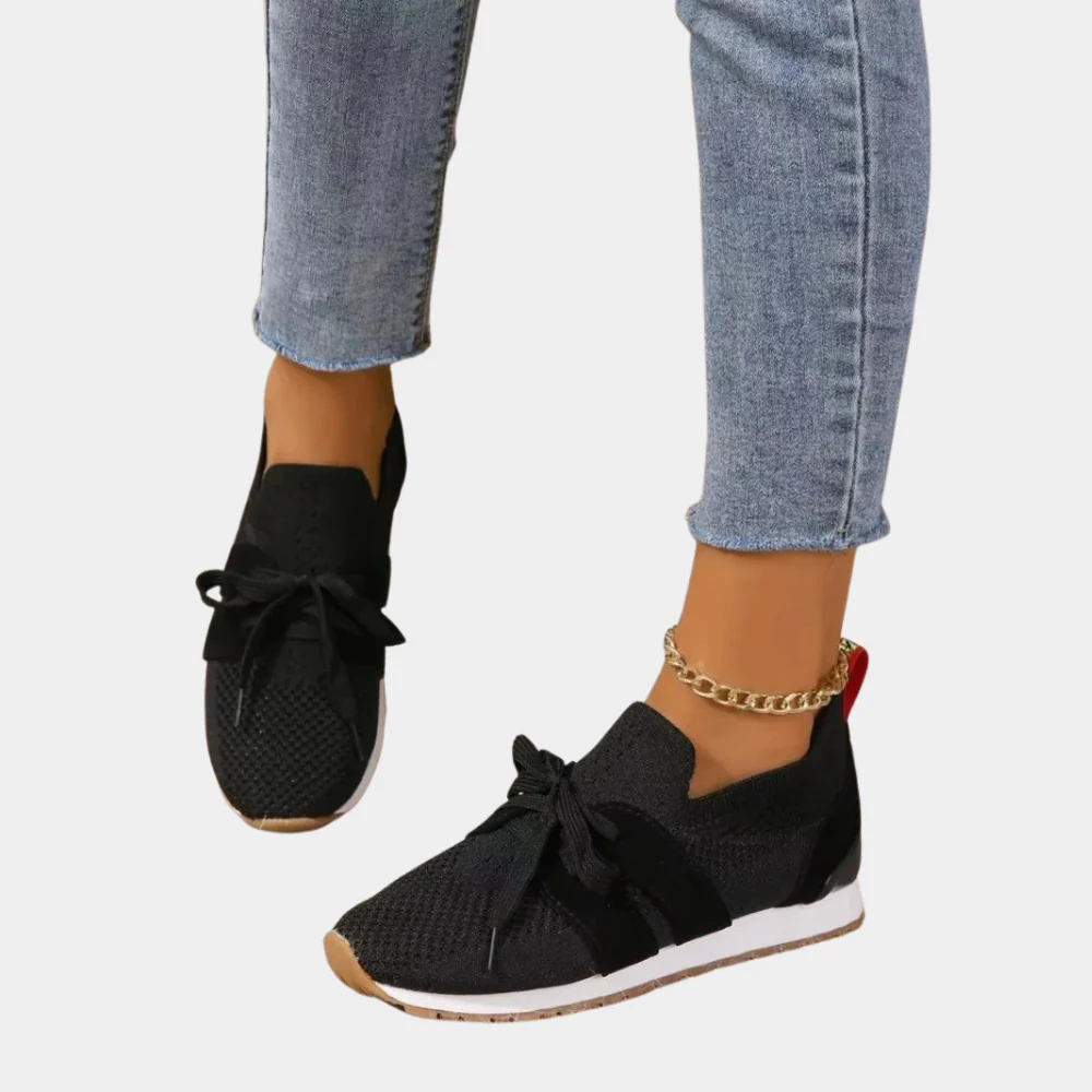Ladies Slip-on Sneakers – Knitted Upper – Bow Detail – Breathable & Comfortable - Image 2