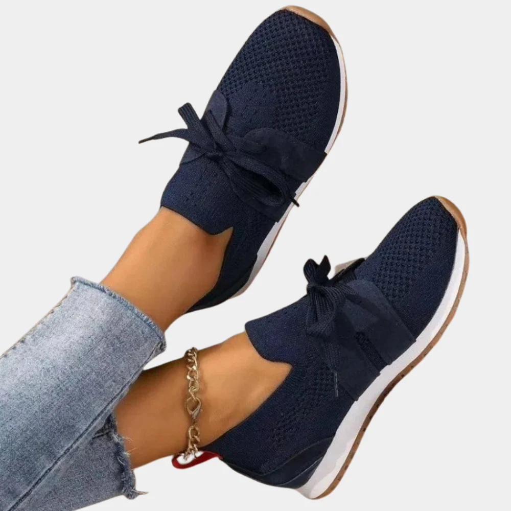 Ladies Slip-on Sneakers – Knitted Upper – Bow Detail – Breathable & Comfortable - Image 4