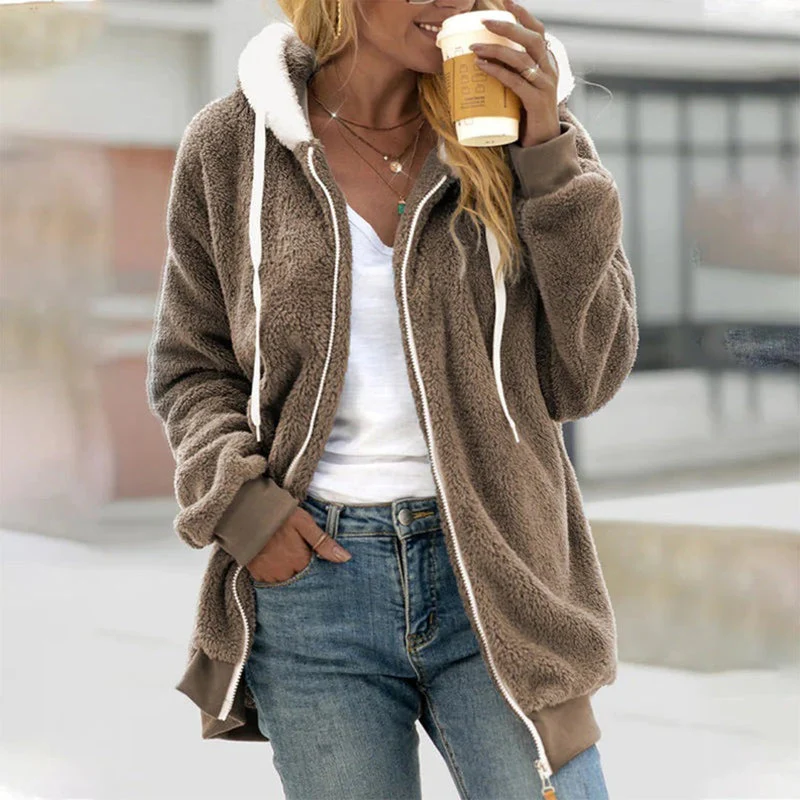 Women's Hooded Jacket – Soft Fleece – Zipper Closure – Ribbed Cuffs – Comfortable Fit - Image 8