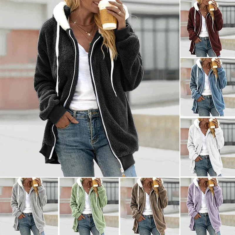 Women's Hooded Jacket – Soft Fleece – Zipper Closure – Ribbed Cuffs – Comfortable Fit - Image 9