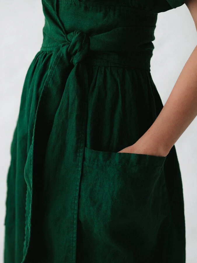 Ladies Wrap Dress - Midi Length - Short Sleeves - Waist Belt - With Pockets - Image 10