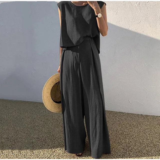 Ladies Two-Piece Set – Sleeveless Top – High Waist – Wide Legs – Comfort Fit - Image 6