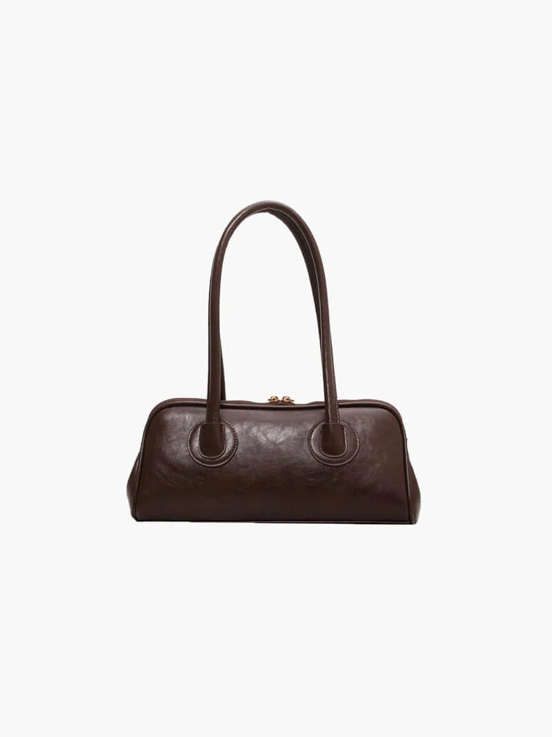 Ladies Shoulder Bag - Genuine Leather - Structured Model - Zip Closure - Timeless Design - Image 2