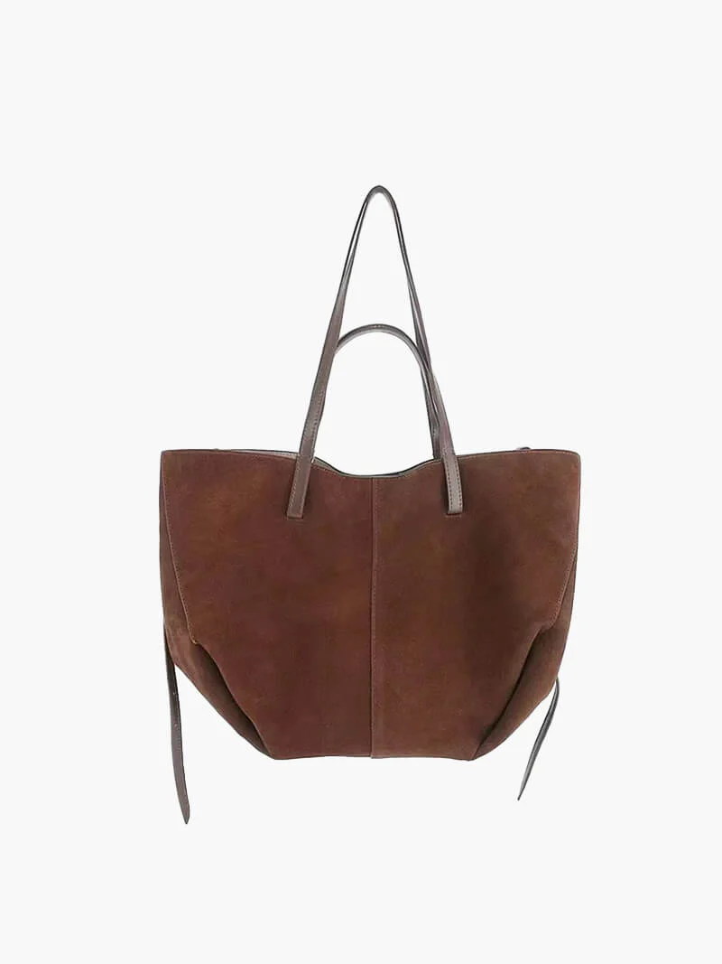 Women's Tote Bag – Suede Leather – Spacious Design – Minimalist – Shoulder Model - Image 4