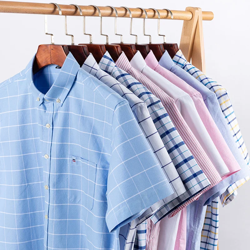 Men's Shirt – Short Sleeve – Striped – Classic Collar – Regular Fit – Breathable Cotton - Image 13