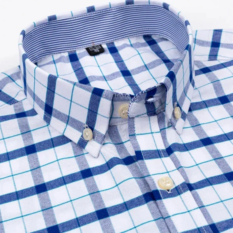 Men's Shirt – Short Sleeve – Striped – Classic Collar – Regular Fit – Breathable Cotton - Image 8