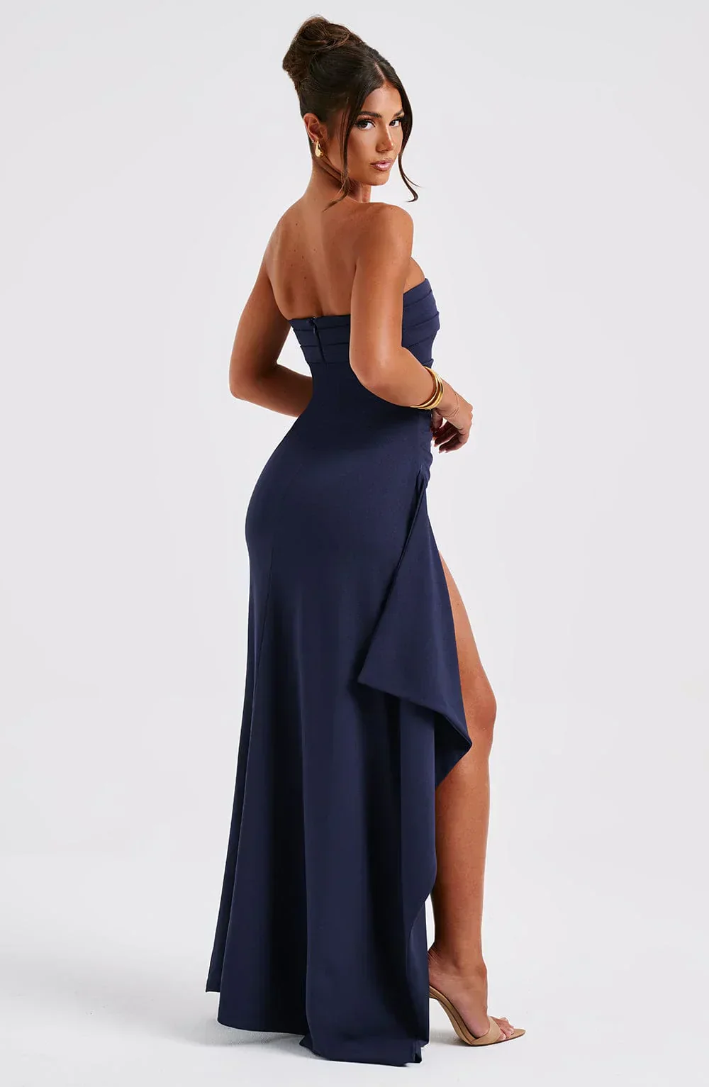 Ladies Evening Dress - Strapless - Ruffles - High Slit - Elegant Long Fit - Image 2