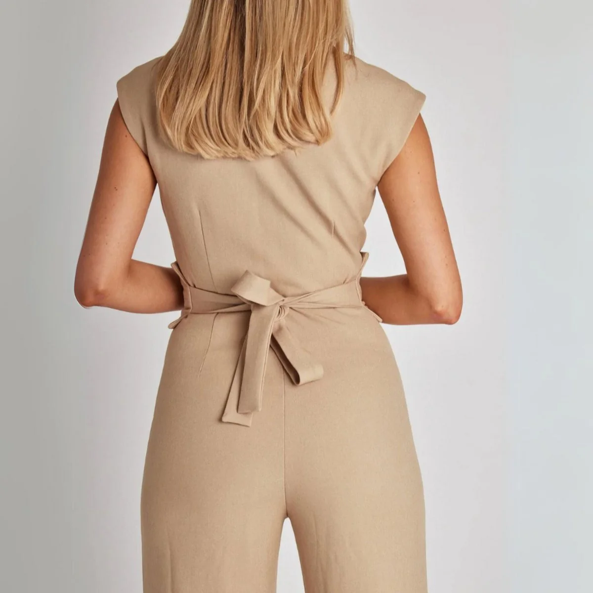 Women's Jumpsuit - Sleeveless - High Neck - Fitted - Wide Leg Elegant Fit - Image 2