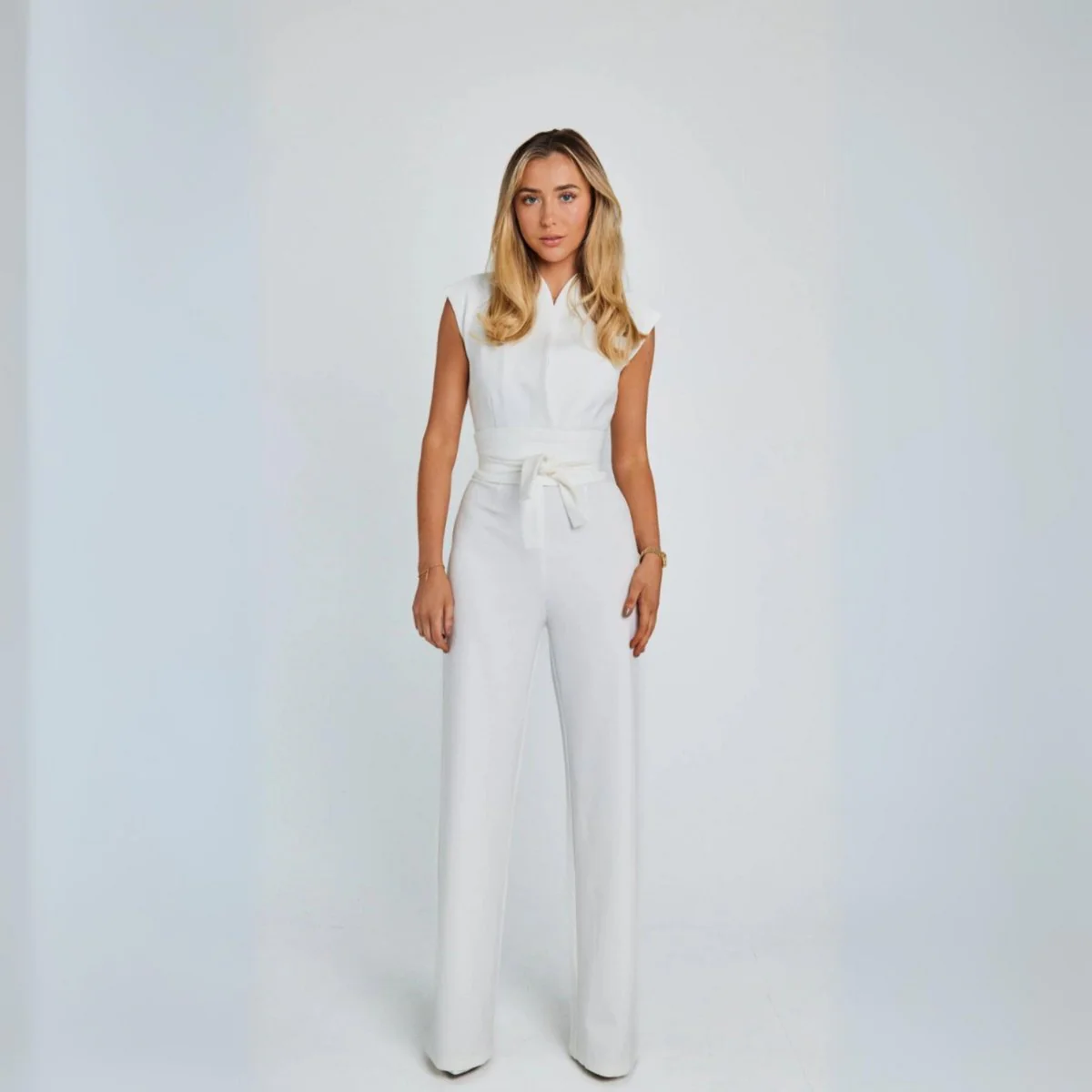 Women's Jumpsuit - Sleeveless - High Neck - Fitted - Wide Leg Elegant Fit - Image 4
