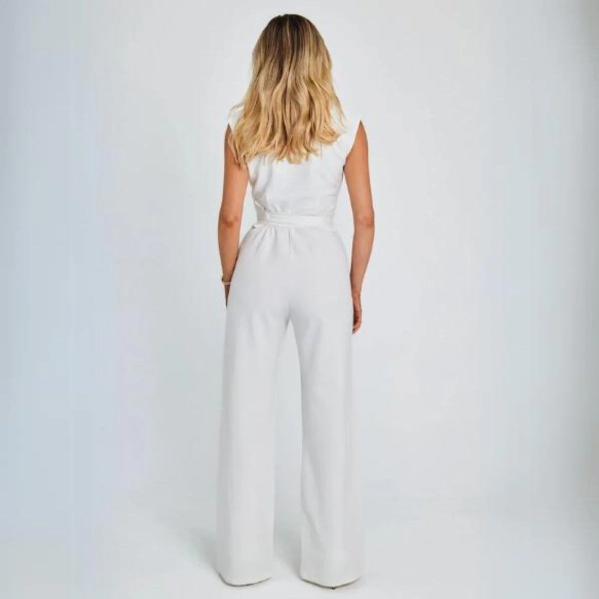 Women's Jumpsuit - Sleeveless - High Neck - Fitted - Wide Leg Elegant Fit - Image 5