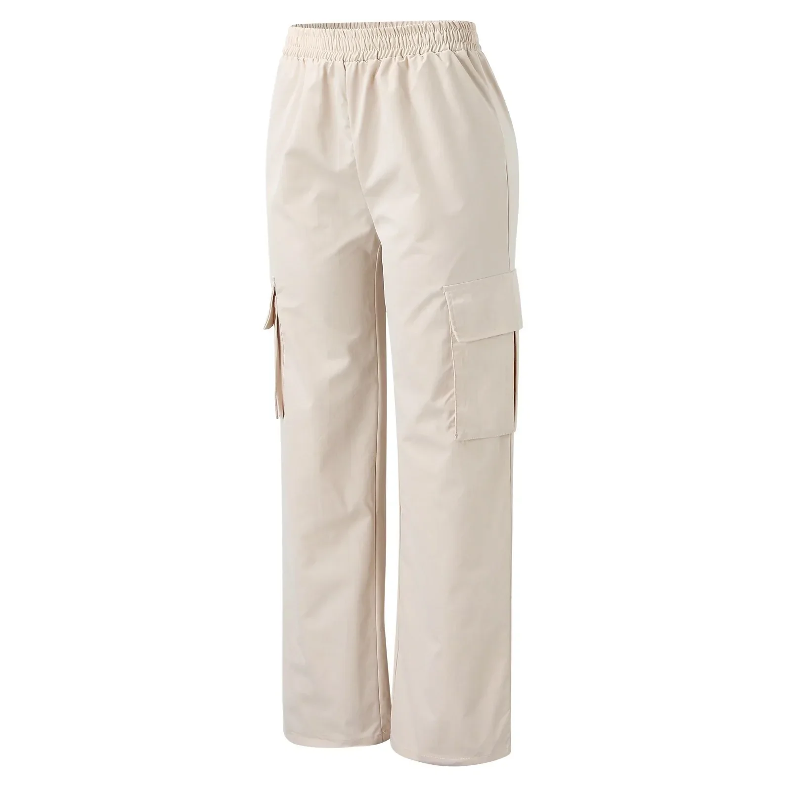 Ladies Cargo Pants - High Waist - Loose Fit - Elastic Waistband - With Side Pockets - Image 6