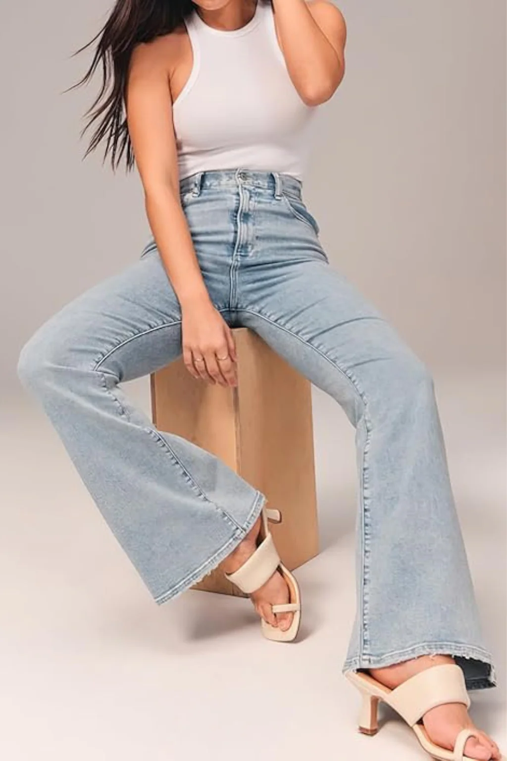 Ladies Flared Jeans - High Waist - Comfort Stretch - Vintage Fit - Denim Look - Image 4